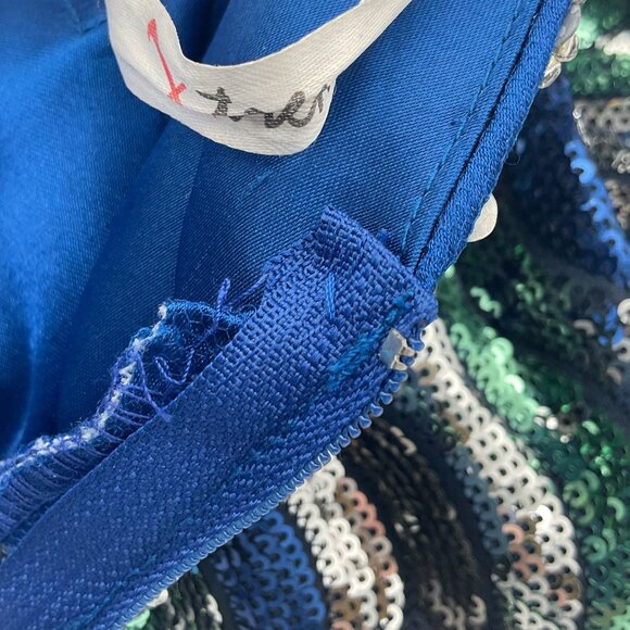 Xtreme Couture Green & Blue Wavy Sequin Mini Dress Embellished Straps 6 NWT - Picture 6 of 10